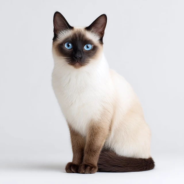 Snowshoe Cat Portrait with Blue Eyes