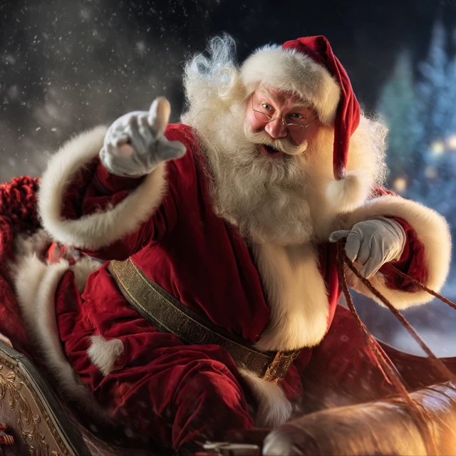 Santa Claus in Sleigh Christmas Photography