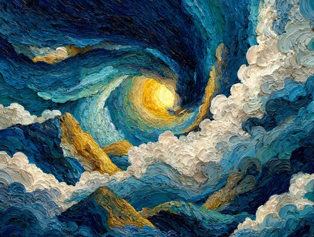 Van Gogh Inspired Swirling Sky Painting