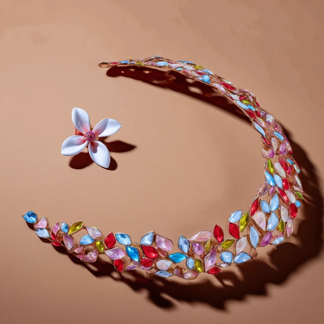 High Fashion Jewelry Floral Design Rainbow Gemstones 2024