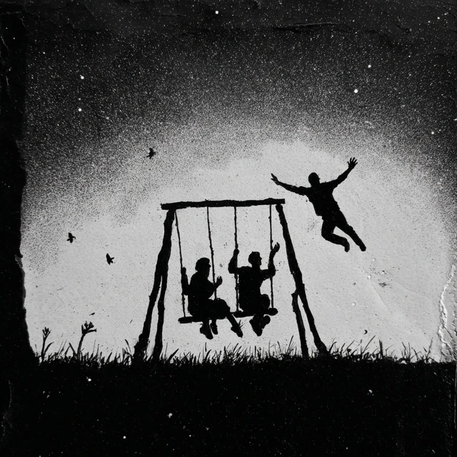 Friends Farewell Floating to Space Silhouette Art