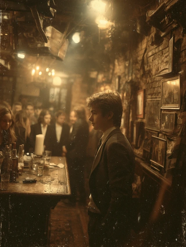 Young Gentleman in Dark Suit in Bar