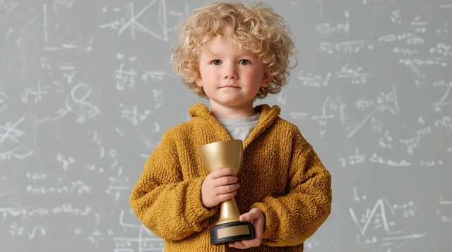 Gifted Toddler Wins Trophy Early Genius Concept