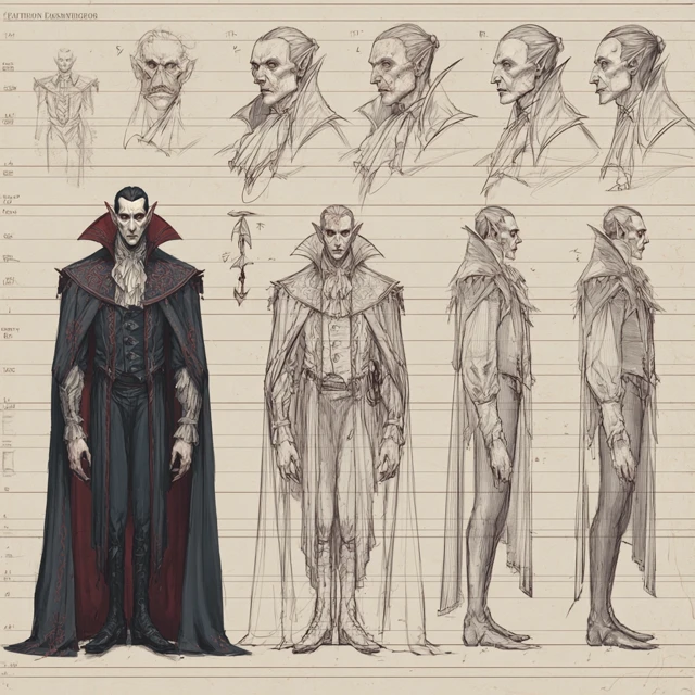 Medieval Vampire Character Design Sheet Gothic Horror