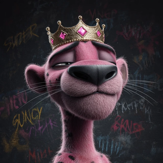 Pink Panther King Cool 3D Render