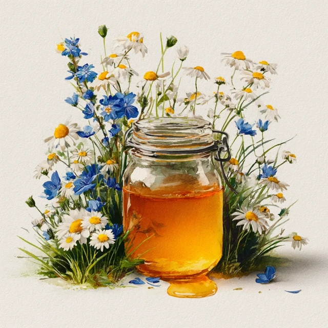 Honey Jar Watercolor Clip Art Illustration