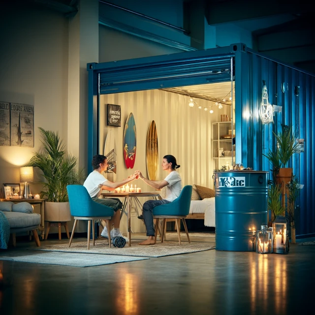 Romantic Dinner in Storage Unit Brazilian Couple