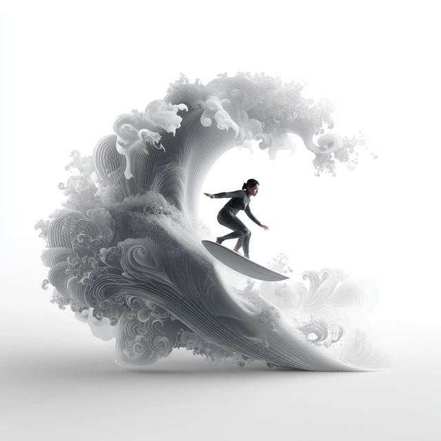 Asian Surfer on Wave Tattoo Inspired Design