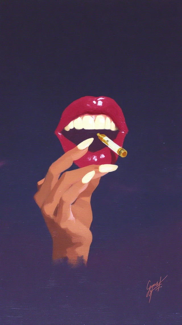 Red Lips and Nails Modern Painting