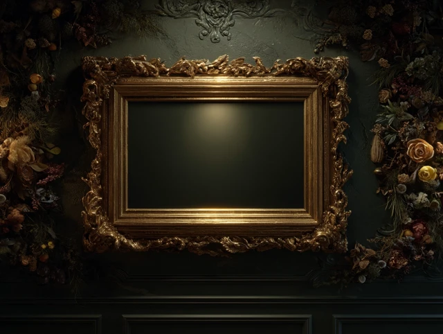 Elegant Golden Frame Backdrop Art