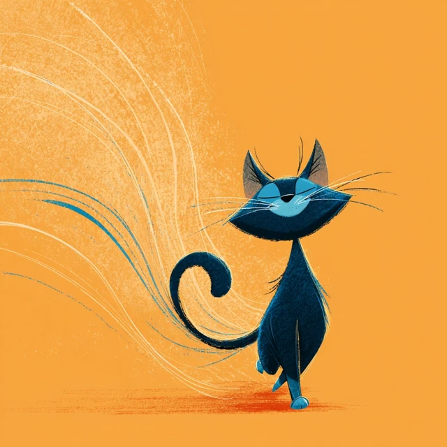 Happy Cartoon Cat Walking in the Sun