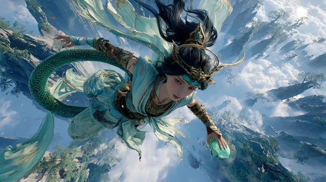 Nu Wa Chinese Goddess Repairing the Sky Epic Scene