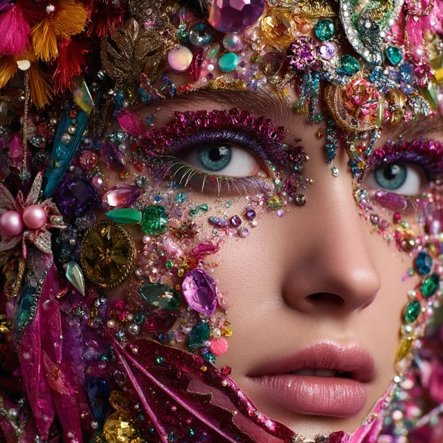 Colorful Face Makeup Jewellery Elegant Vogue
