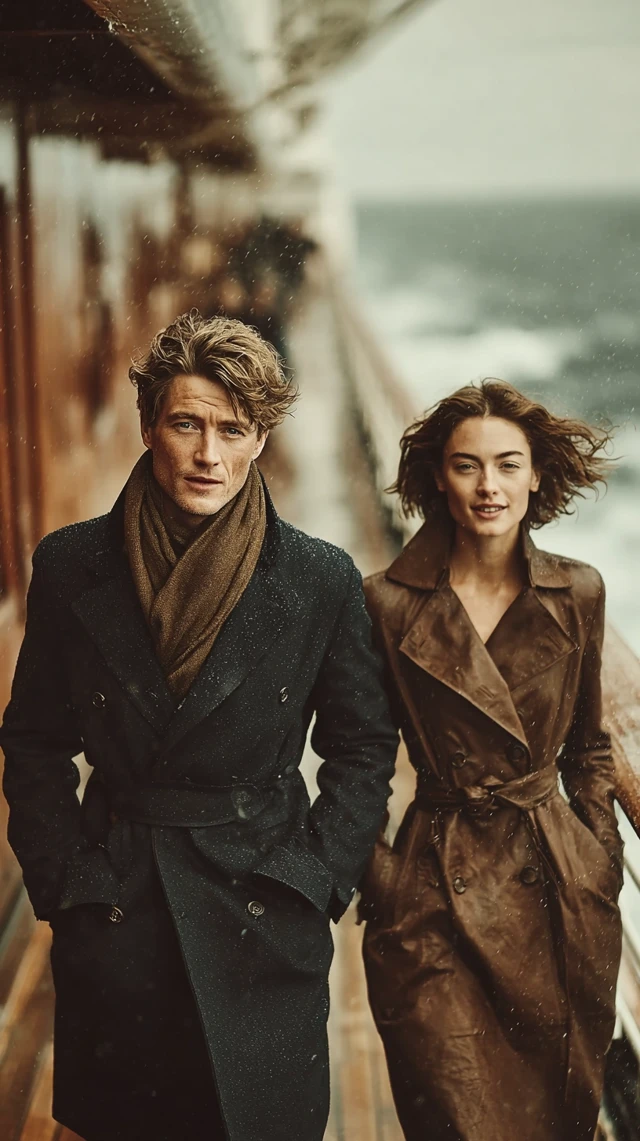 French Couple Luxury Cruise Fashion Portrait