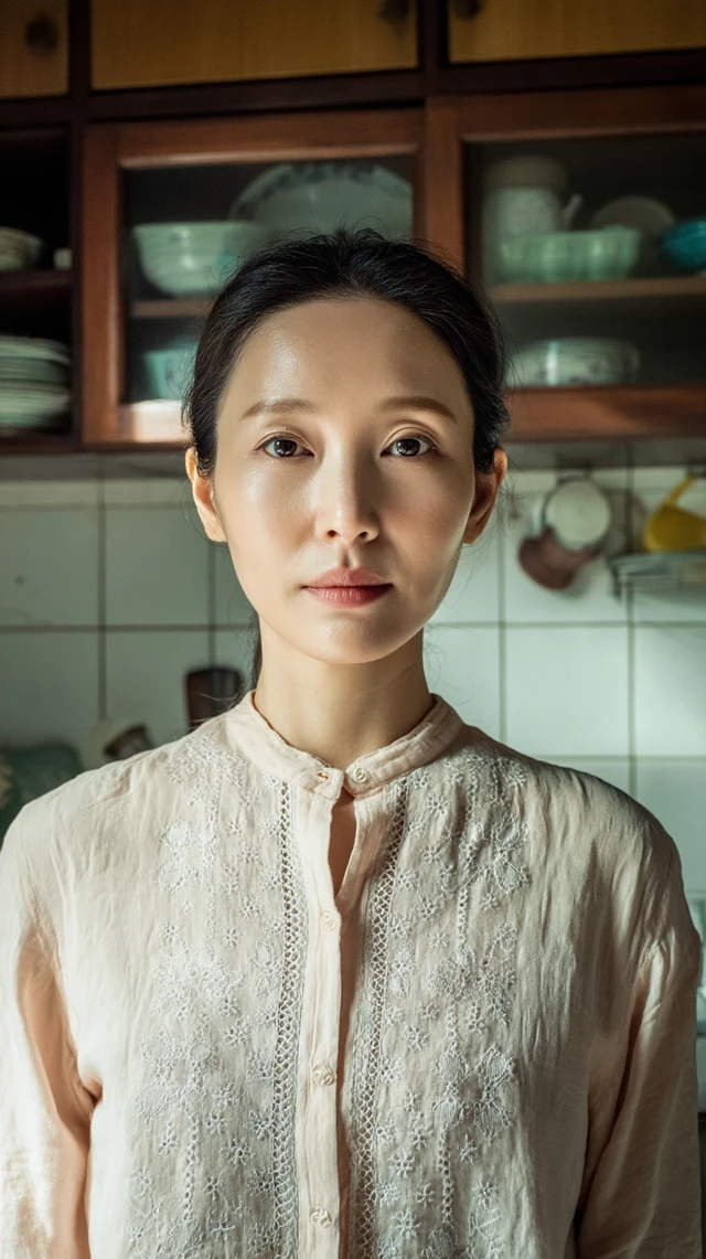 Korean Woman Portrait in a Traditional Kitchen