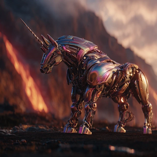 Mecha Unicorn Cinematic SciFi Art 8K