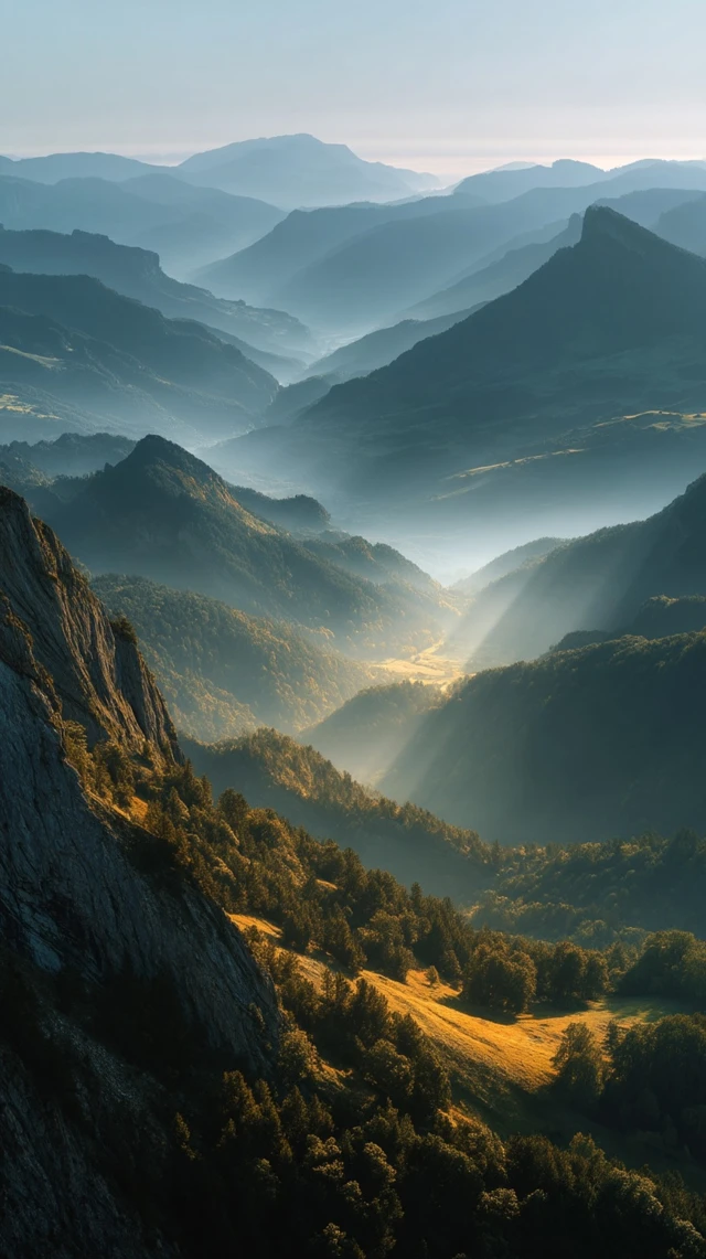 Majestic Mountain Valley at Sunrise Landscape Photography
