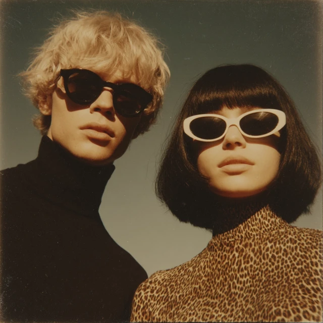 Retro 1960s Fashion Couple Analog Photograph