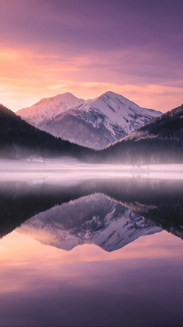 Sunrise Mountain Lake Reflection Scenery