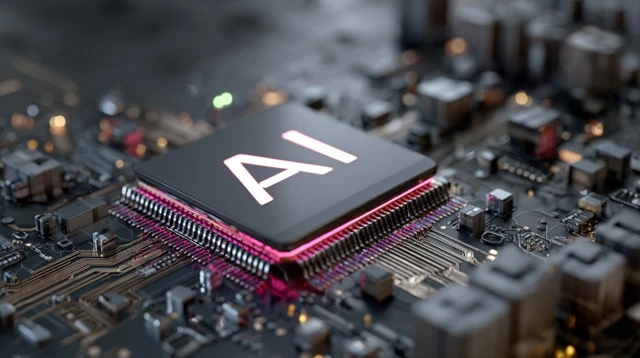 AI Processor Chip Futuristic Cyberpunk Design