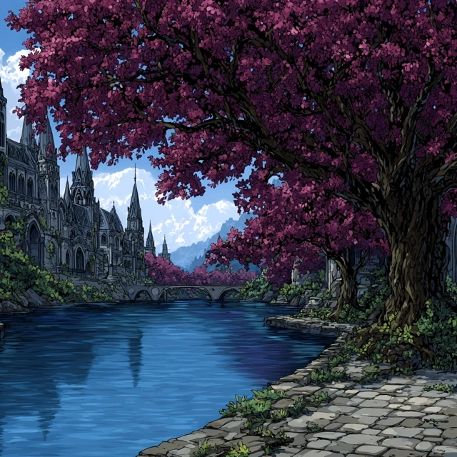 City of Blossoms: Anime Art of a Beautiful Landscape