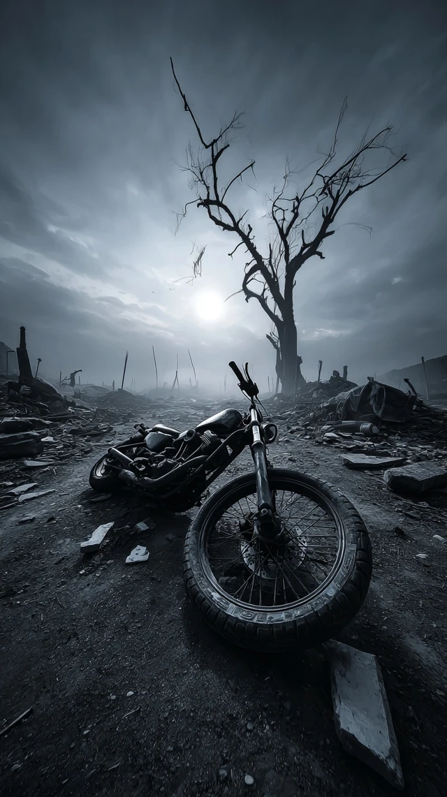 Tortured Biker Soul in a Gothic Graveyard