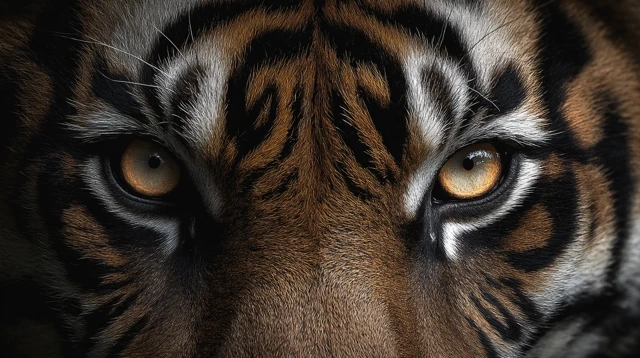 Tiger Eye Intense Gaze Dramatic Lighting Realistic