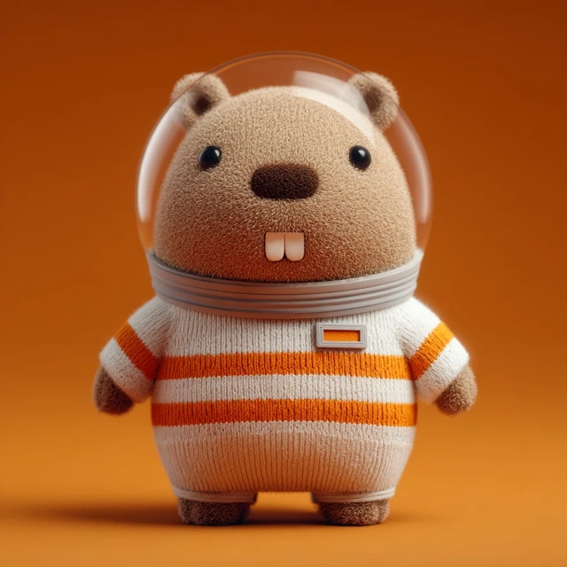 Cartoon Astronaut Capybara Adorable 3D Render