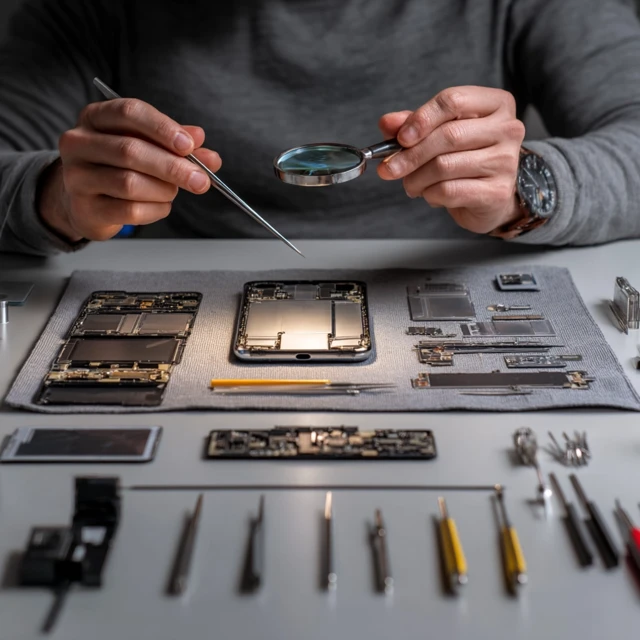 Mobile Phone Repair Technician At Work