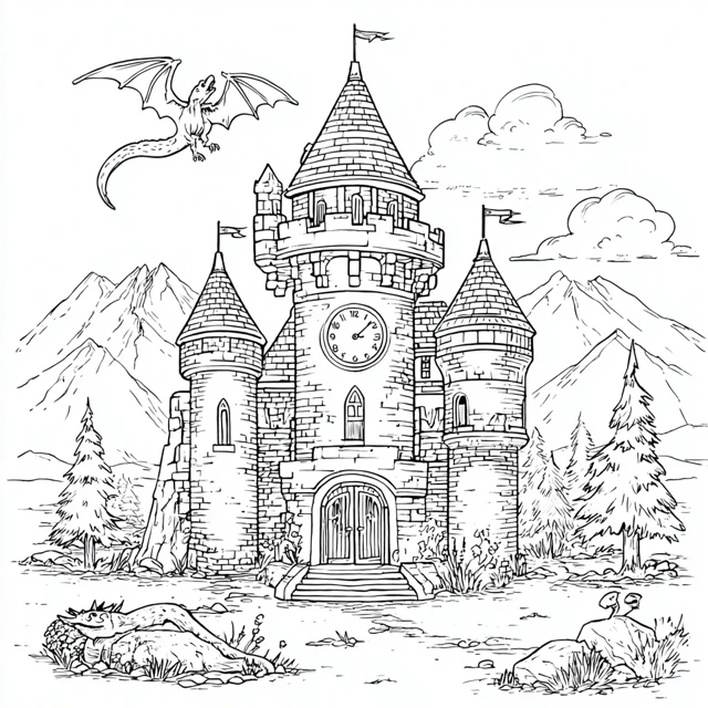 Fairy Tale Coloring Page Fantasy Illustration