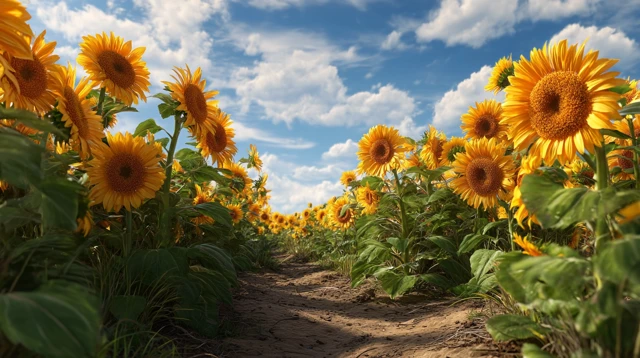 Sunflower Field Scenic View HD