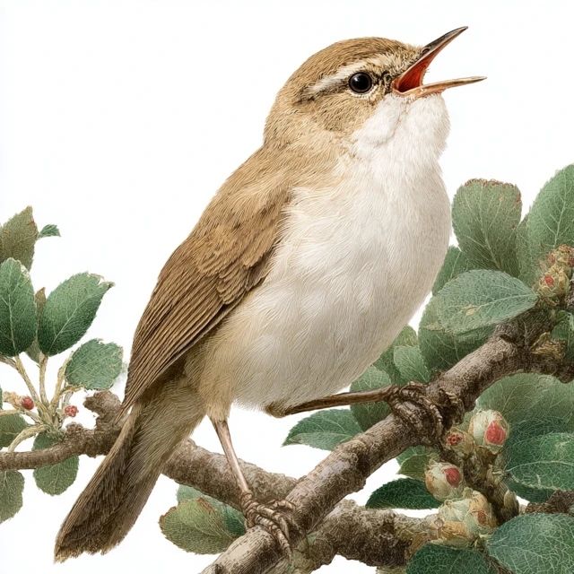 Japanese Bush Warbler Singing Bird Illustration