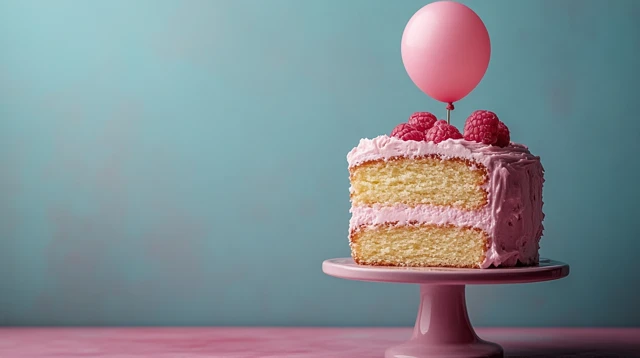 Minimalist Birthday Scene Cake and Balloon Pastel Backdrop