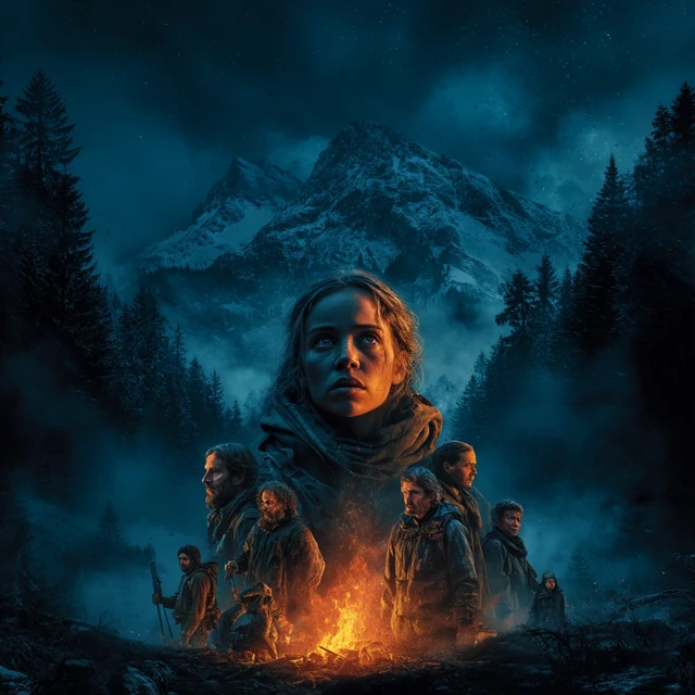 Cinematic Movie Poster Scene Survival in the Wilderness