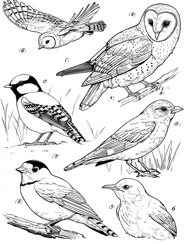 Bird Coloring Book Pages Line Art for Kids