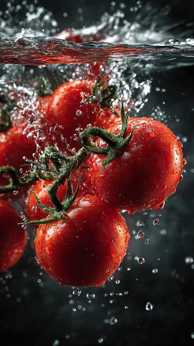 Tomatoes Falling Into Water Slow Motion Splash