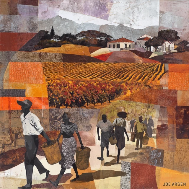 African Vineyard Workers in Stellenbosch Collage Art