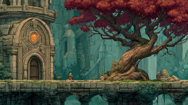 Pixel Art Fantasy Game Landscape