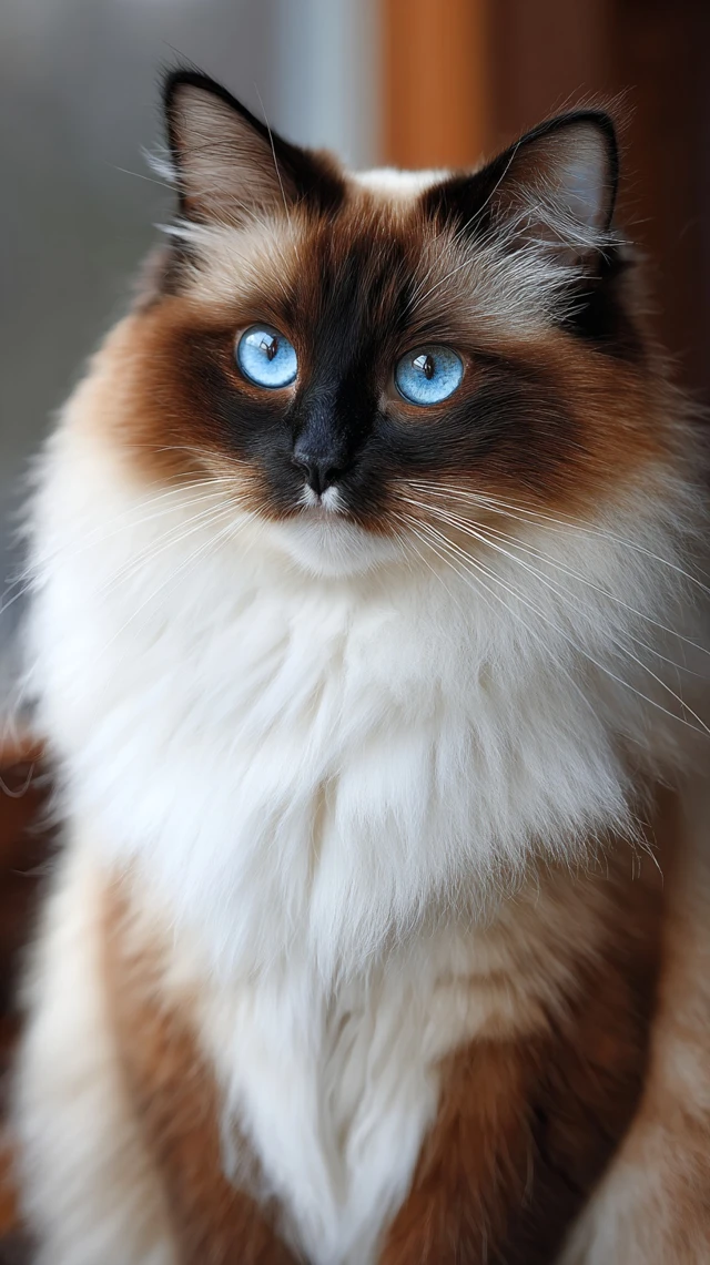 Ragdoll Cat Stunning Blue Eyes and Long Fur Beauty