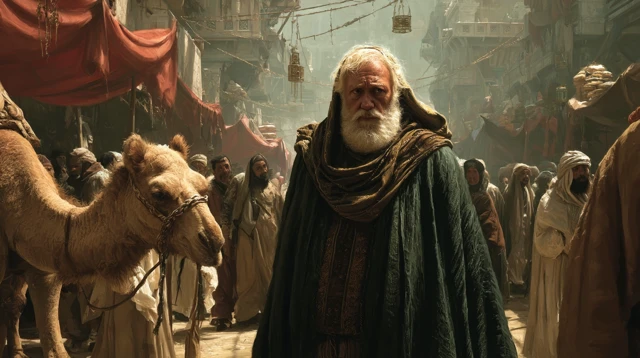 Ancient Arab Man in Mecca Marketplace