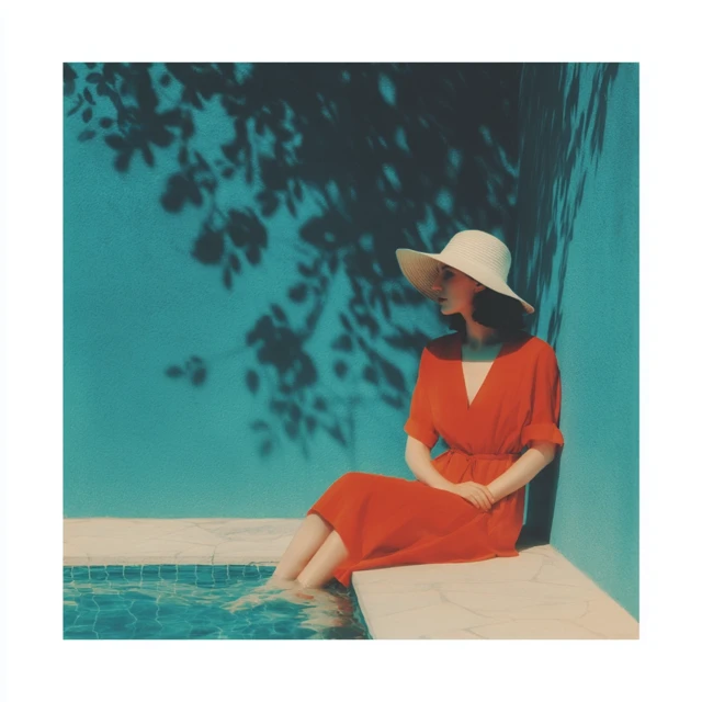 Woman by Pool in Edward Hopper Style