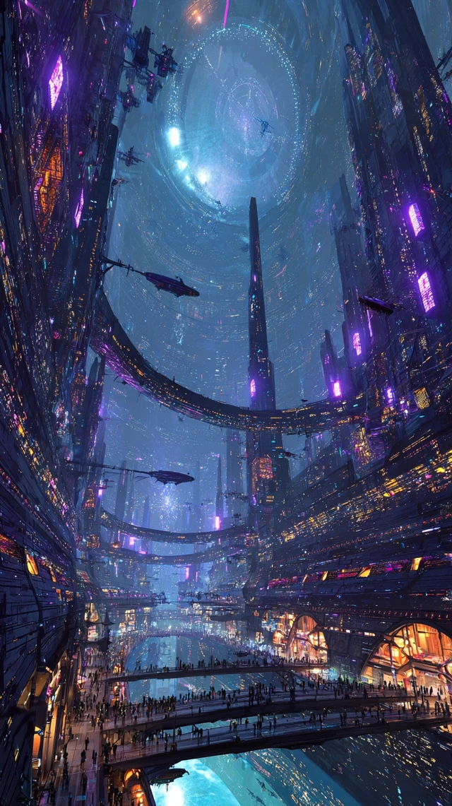 Cyberpunk Space City Futuristic Architecture