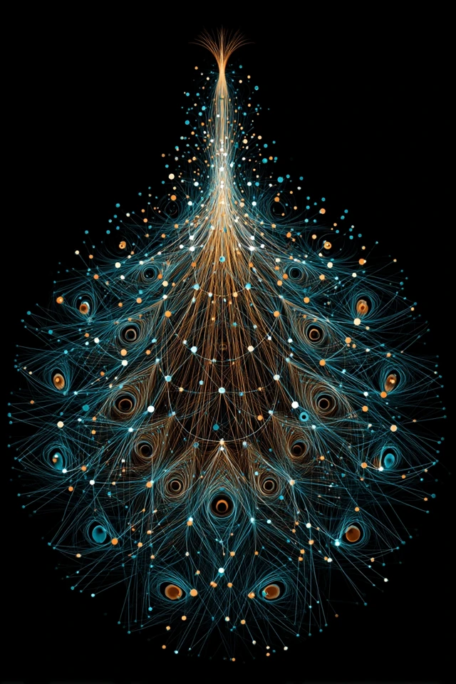 Peacock Tail Network Graph Art