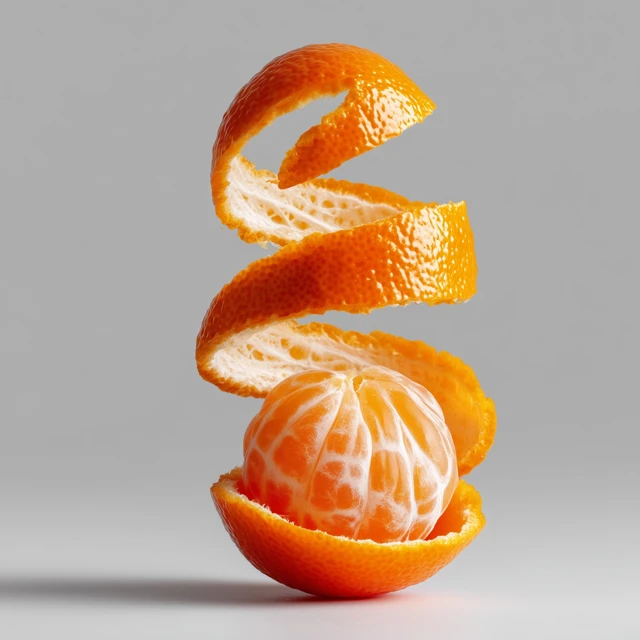 Peeled Mandarin Orange Spiral - Juicy and Fresh