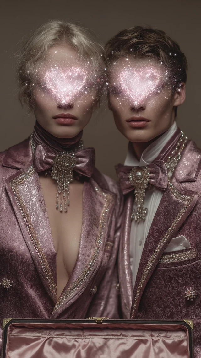 Elegant Couple with Heart Eyes Surreal Editorial