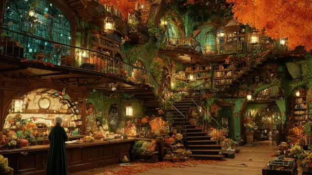 Enchanted Library Autumn Witch Spell