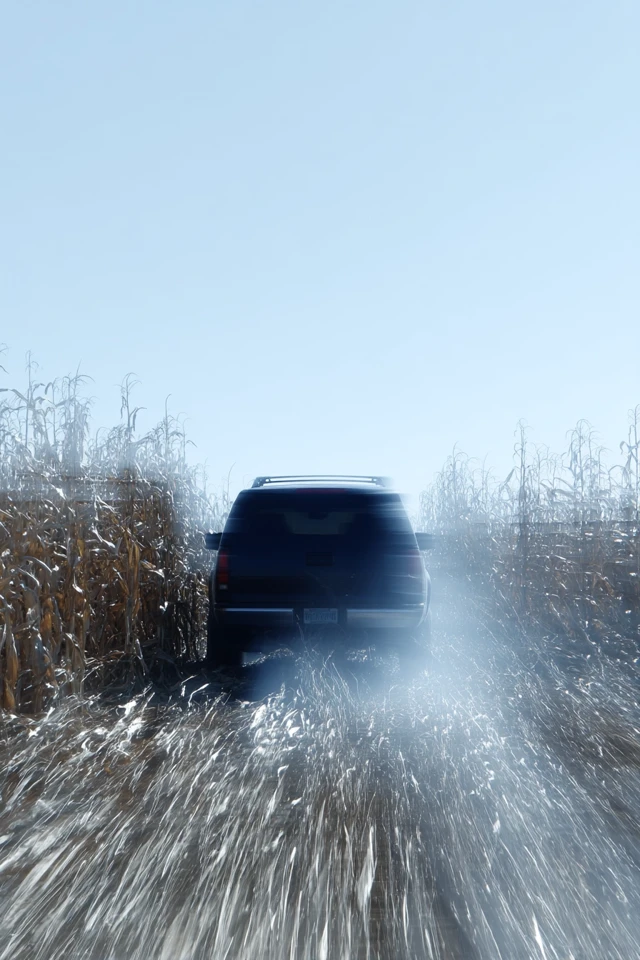 Hummer in Cornfield - Interstellar Movie Still