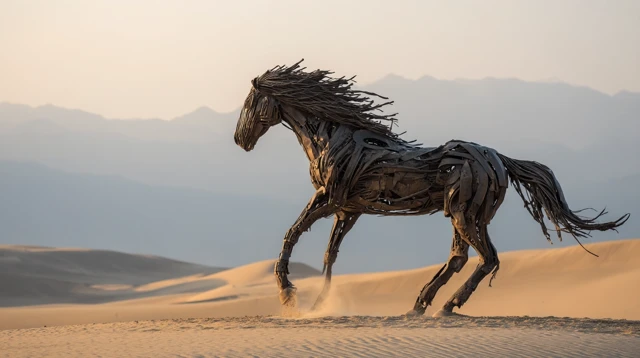 War Horse Sculpture in the Desert