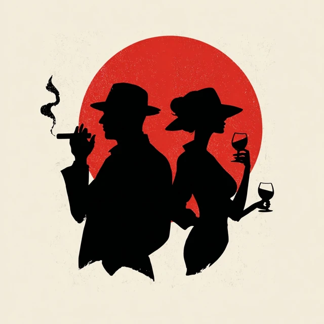 Elegant Silhouette Logo Cigar Wine