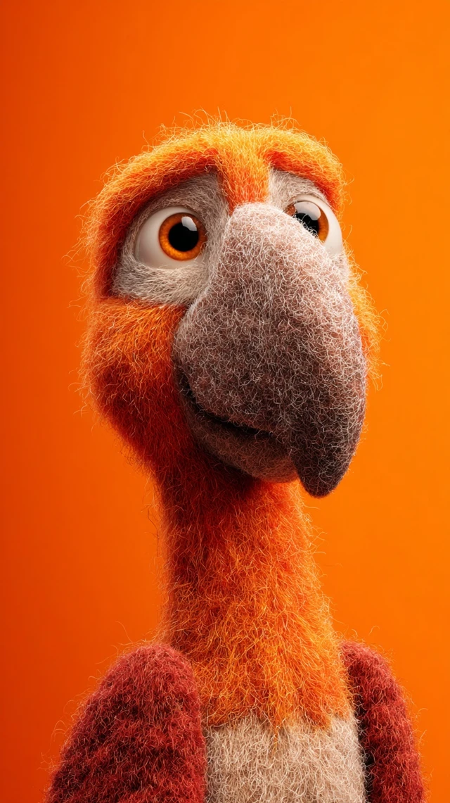 Cartoon Parrot Portrait Stop Motion Style